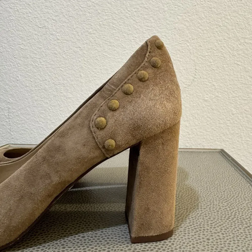 Tory Burch Brown Tan Colt 85mm Soho Suede Pump Sz 8.5 M